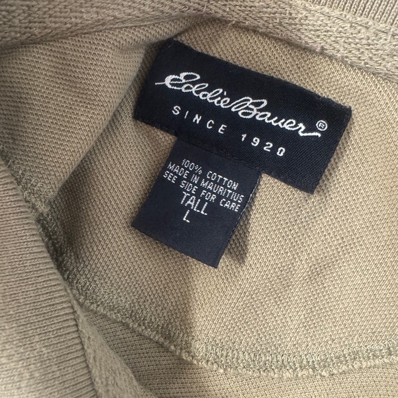 Eddie Bauer Polo Shirt Men’s Large Tall Tan Khaki Short Sleeve Cotton - Picture 3 of 3